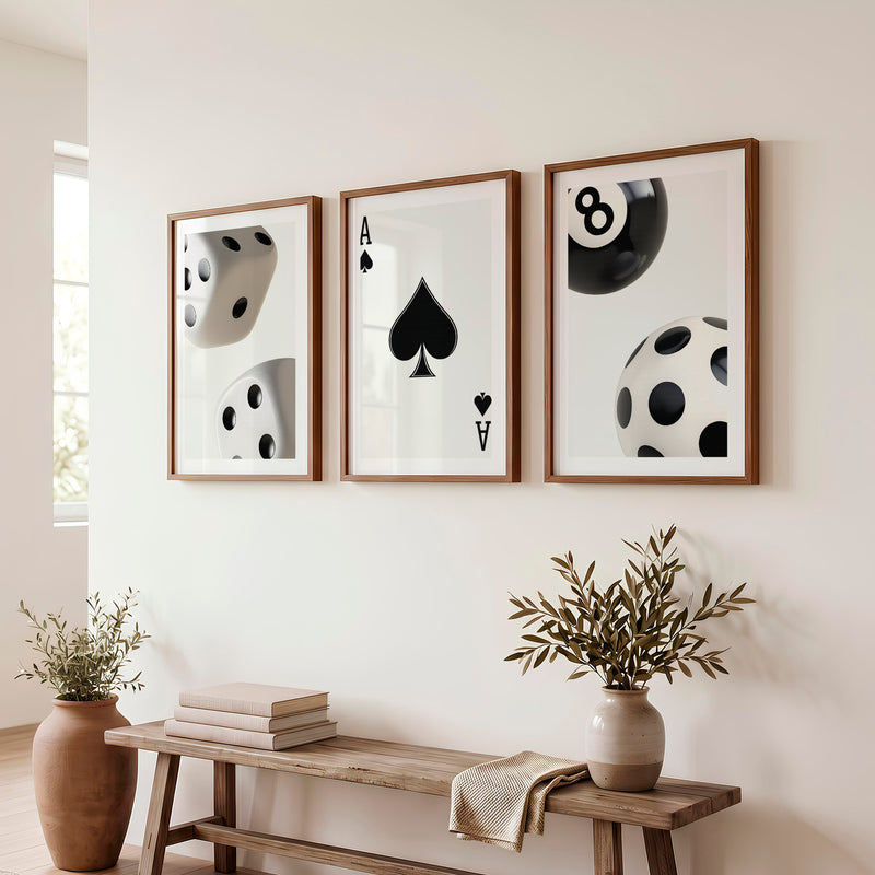 Ace of Spades Retro Artwork Prints - Dark Brown Framed Poster with White Border - Artworksets