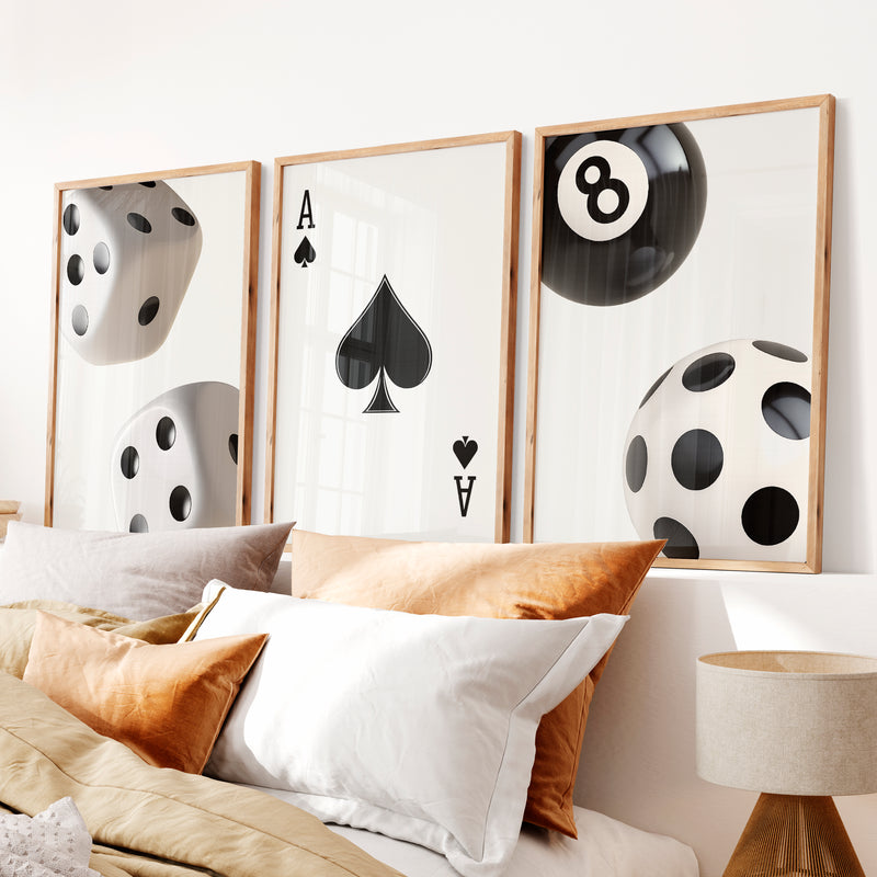 Ace of Spades Retro Artwork Prints - Natural Wood Framed Poster No Border - Artworksets