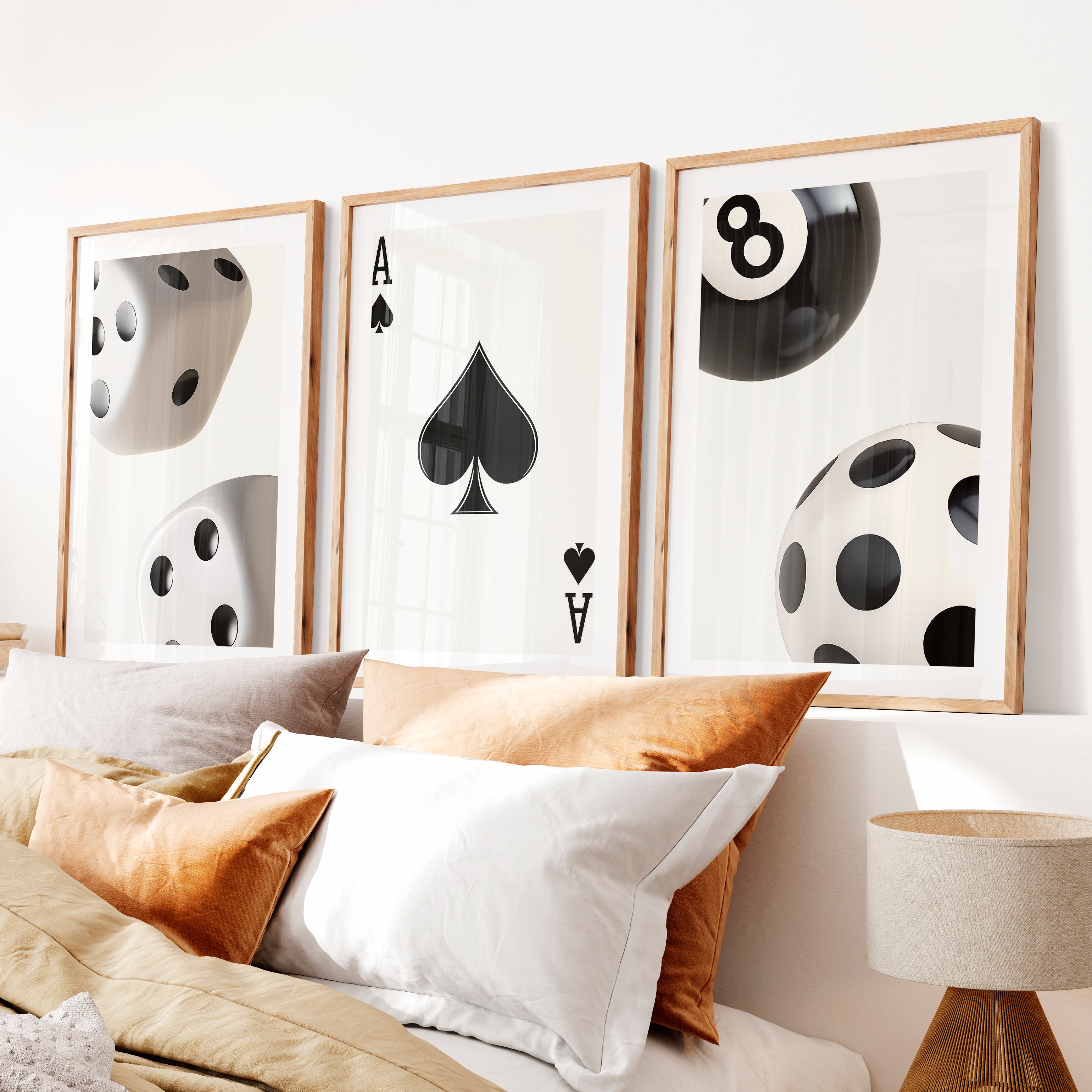 Ace of Spades Retro Artwork Prints- Natural Wood Framed Poster with White Border - Artworksets