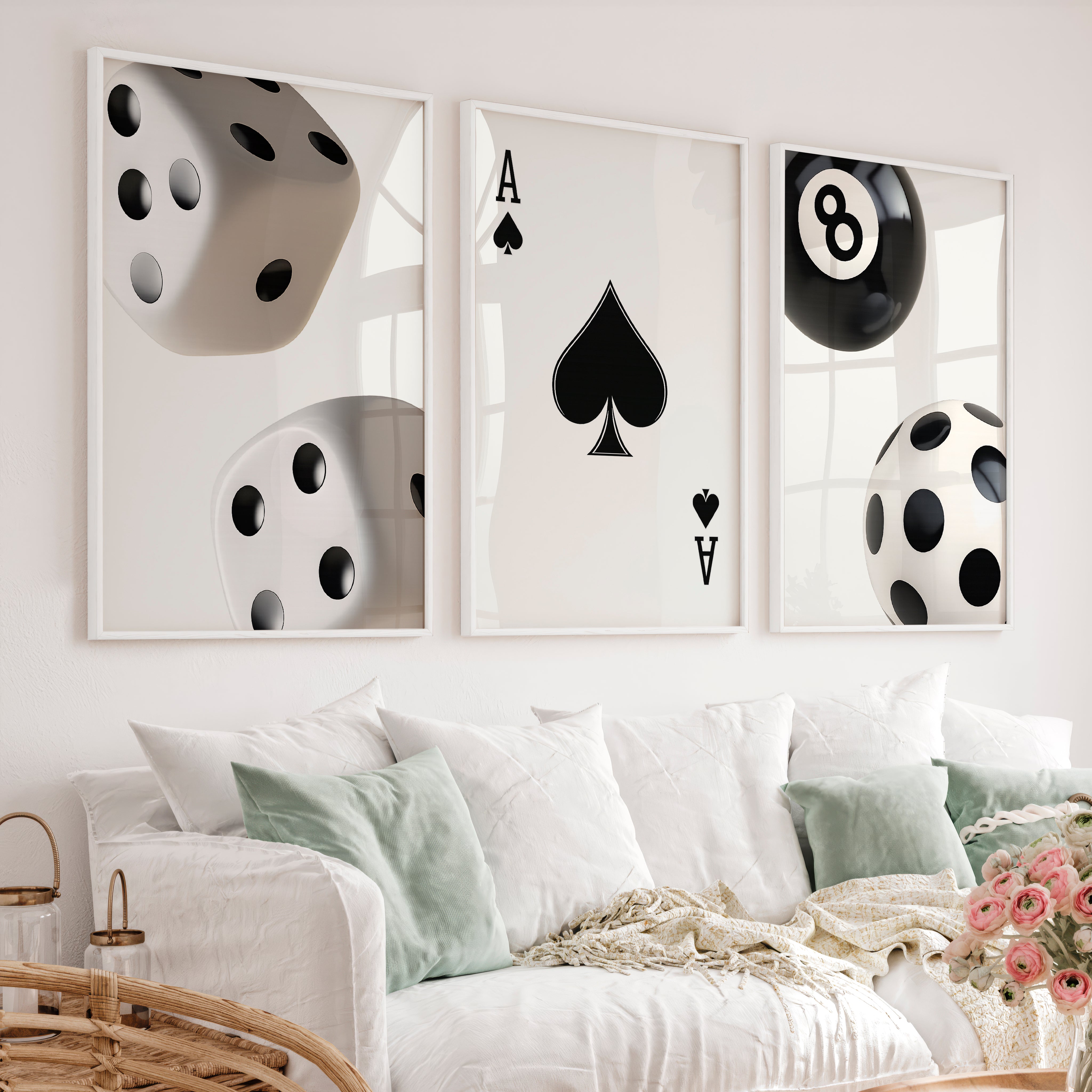 Ace of Spades Retro Artwork Prints - White Framed Poster No Border - Artworksets