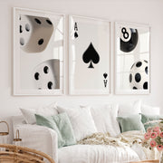 Ace of Spades Retro Artwork Prints - White Framed Poster with White Border - Artworksets