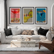 Poolside Cocktail retro framed art - Black Framed Poster with White Border - Artworksets