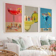 Poolside Cocktail retro framed art - White Framed Poster No Border - Artworksets