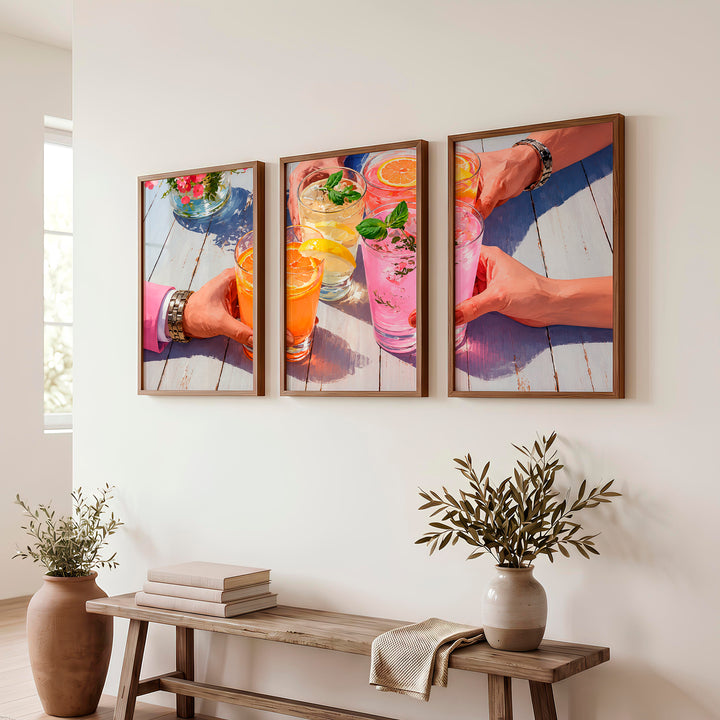 Citrus Garden Drinks retro framed pictures - Dark Brown Framed Poster No Border - Artworksets