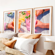 Citrus Garden Drinks retro framed pictures- Natural Wood Framed Poster with White Border - Artworksets