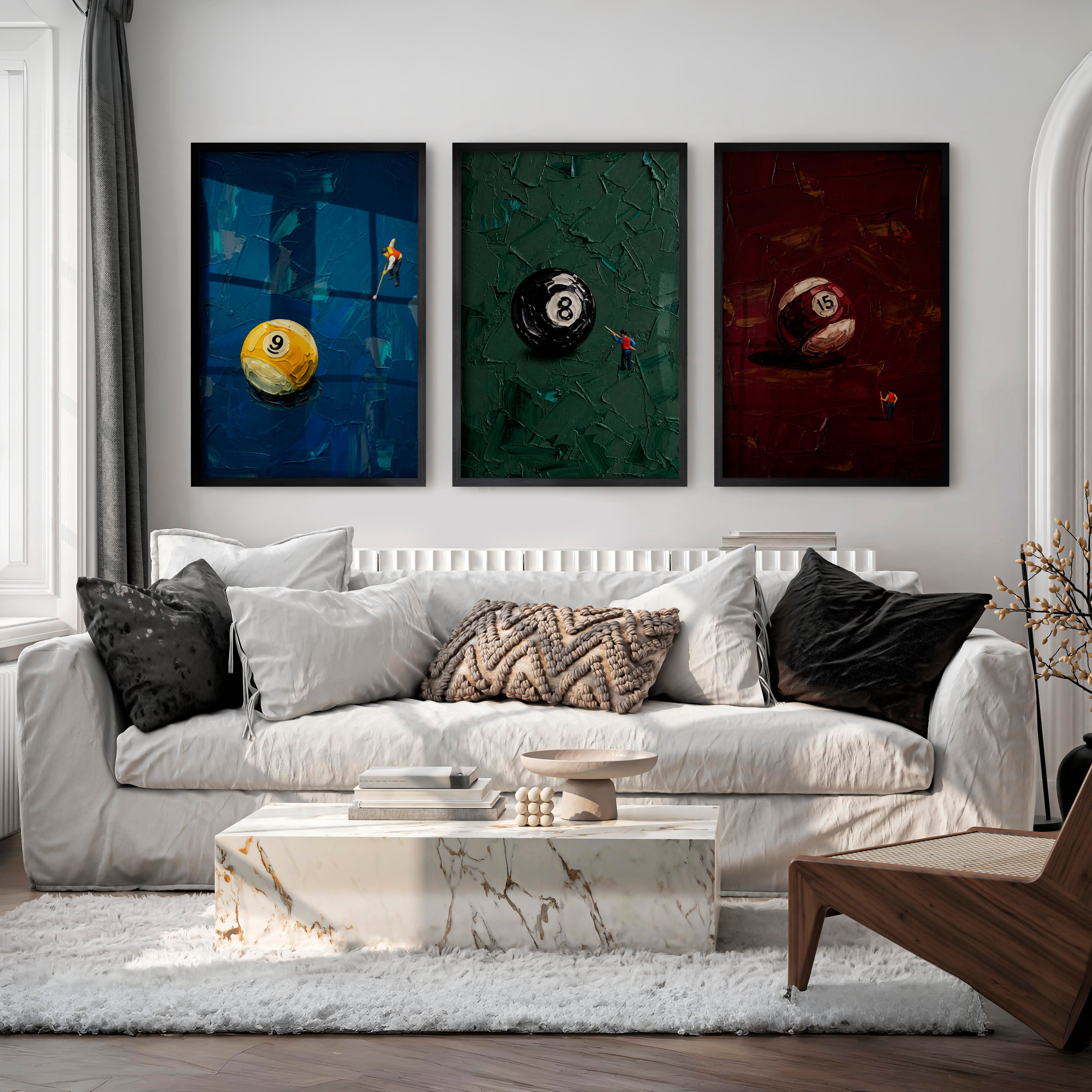 Billiard Ball Miniatures retro framed posters - Black Framed Poster No Border - Artworksets