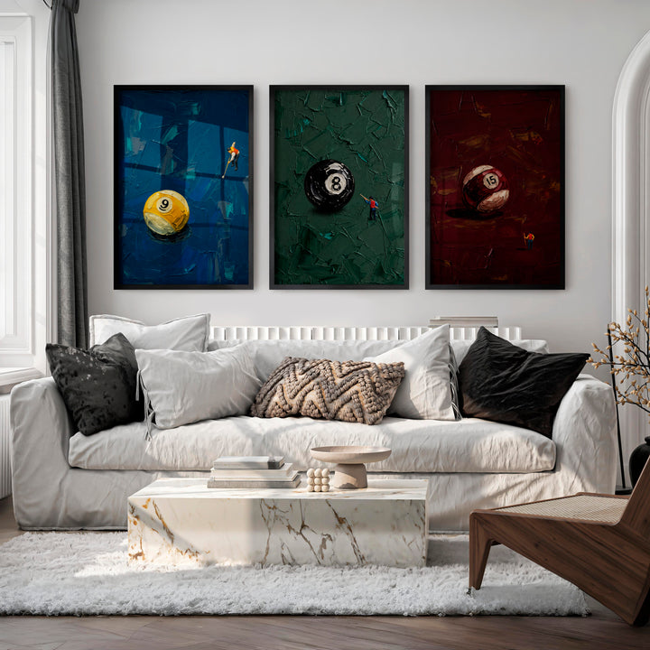 Billiard Ball Miniatures retro framed posters - Black Framed Poster No Border - Artworksets