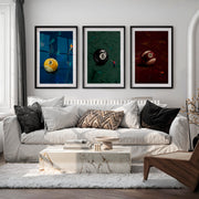 Billiard Ball Miniatures retro framed posters - Black Framed Poster with White Border - Artworksets