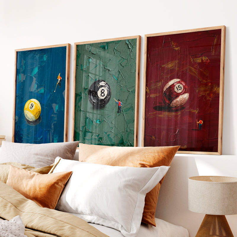 Billiard Ball Miniatures retro framed posters - Natural Wood Framed Poster No Border - Artworksets