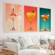 Pinup Cocktail Glass retro framed prints - White Framed Poster No Border - Artworksets