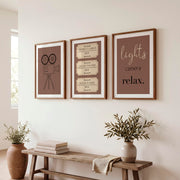 Retro Framed Prints Featuring Vintage Film Camera and Movie Tickets - Dark Brown Framed Poster with White Border - Artworksets