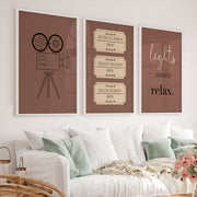 Retro Framed Prints Featuring Vintage Film Camera and Movie Tickets - White Framed Poster No Border - Artworksets