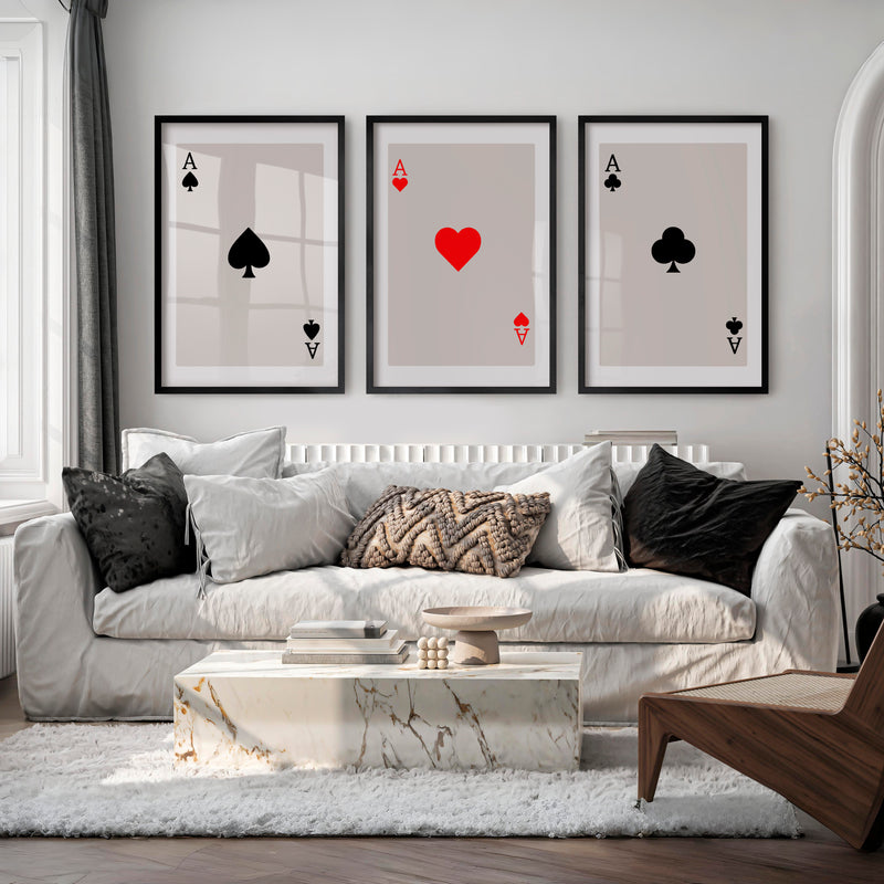 Ace Card retro interior decor - Black Framed Poster with White Border - Artworksets