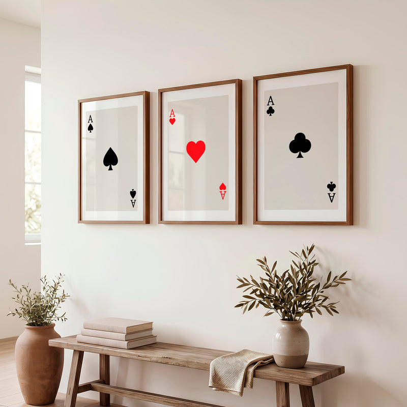 Ace Card retro interior decor - Dark Brown Framed Poster with White Border - Artworksets