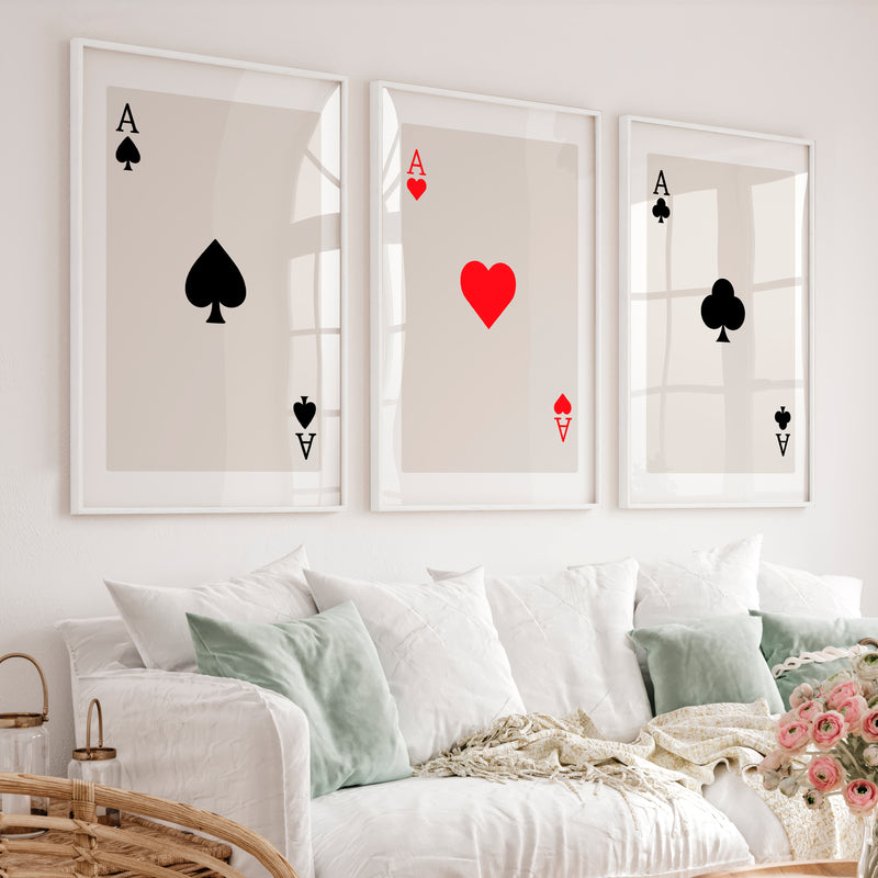 Ace Card retro interior decor - White Framed Poster with White Border - Artworksets