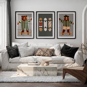 Skater Bears retro interior design ideas - Black Framed Poster with White Border - Artworksets