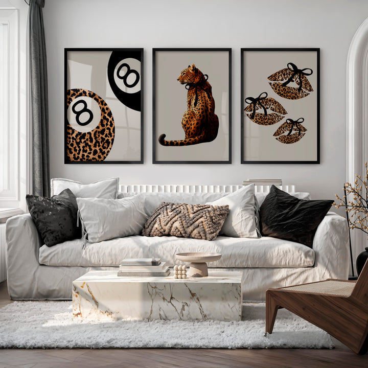 Leopard Glam retro interior design ideas - Black Framed Poster No Border - Artworksets