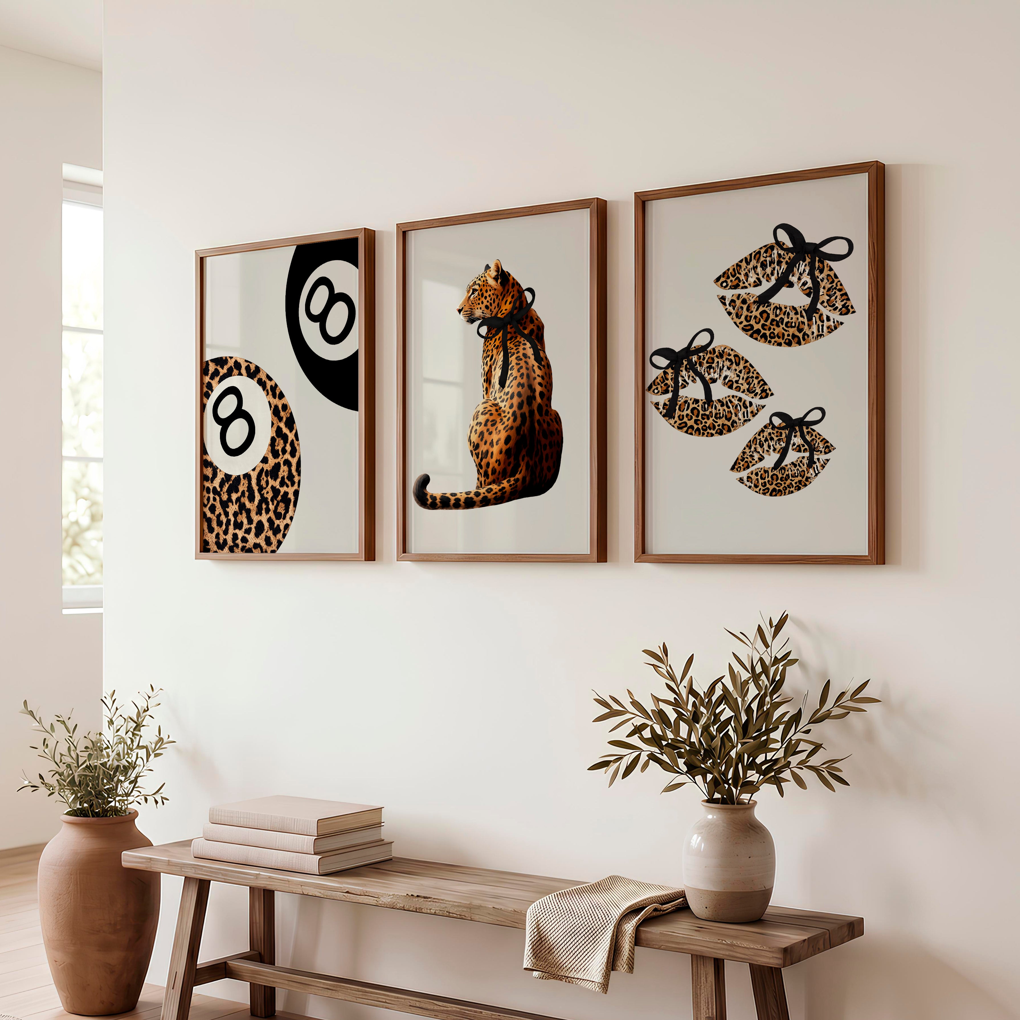 Leopard Glam retro interior design ideas - Dark Brown Framed Poster No Border - Artworksets