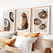 Leopard Glam retro interior design ideas- Natural Wood Framed Poster with White Border - Artworksets