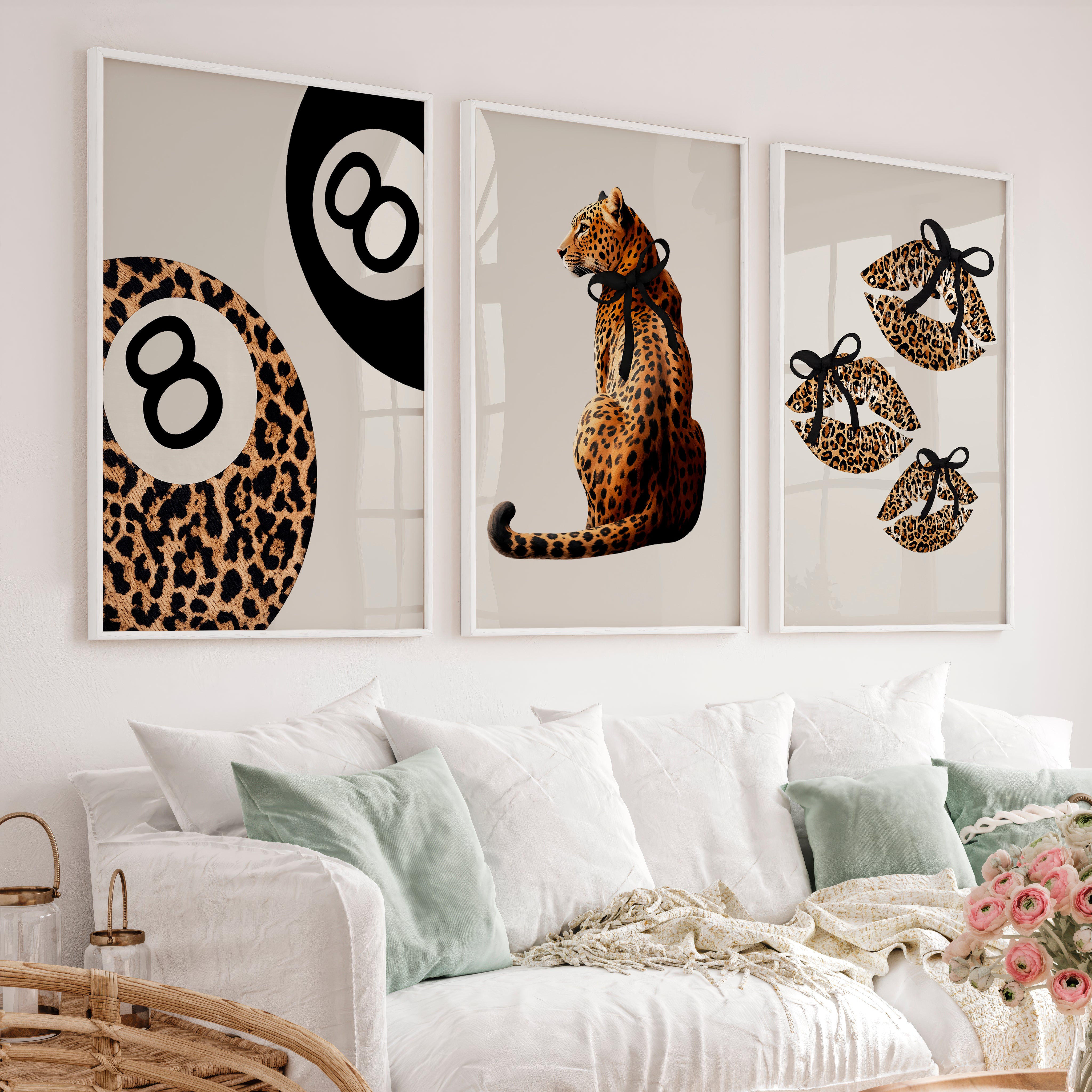 Leopard Glam retro interior design ideas - White Framed Poster No Border - Artworksets