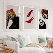 Panther Heels retro interior design ideas with Lucky 8 Balls - White Framed Poster with White Border - Artworksets