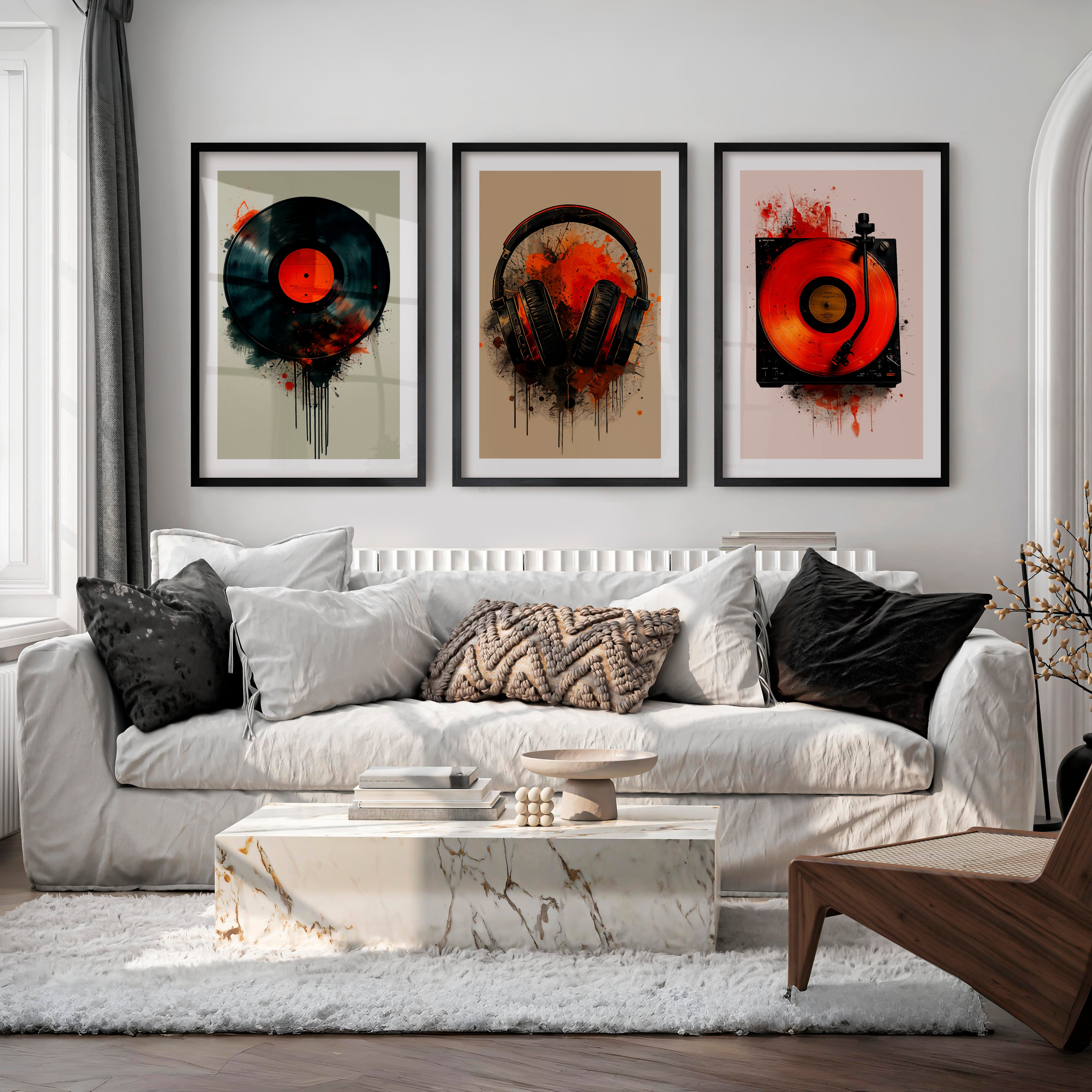 Cherry Cards retro interior style - Black Framed Poster with White Border - Artworksets