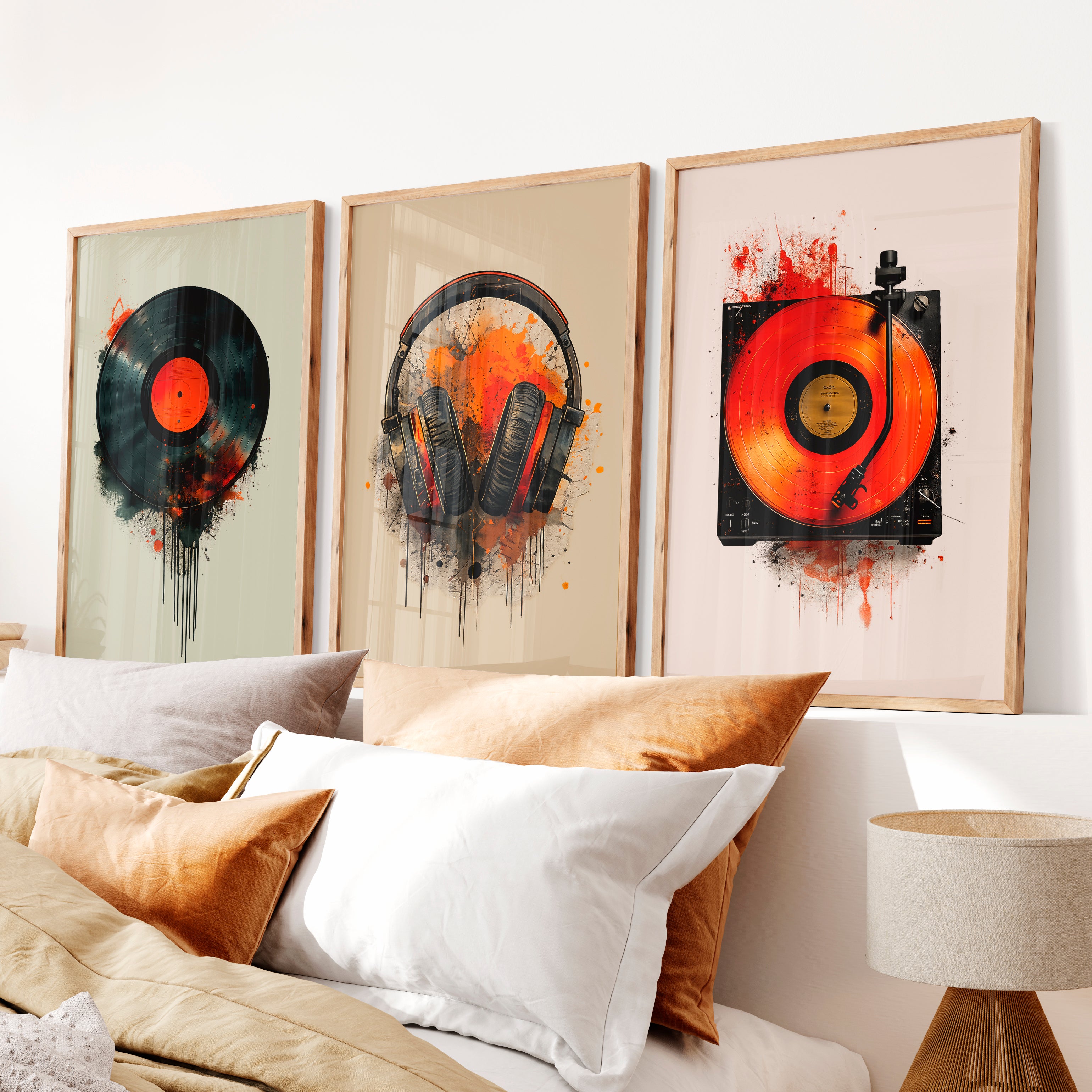 Cherry Cards retro interior style - Natural Wood Framed Poster No Border - Artworksets