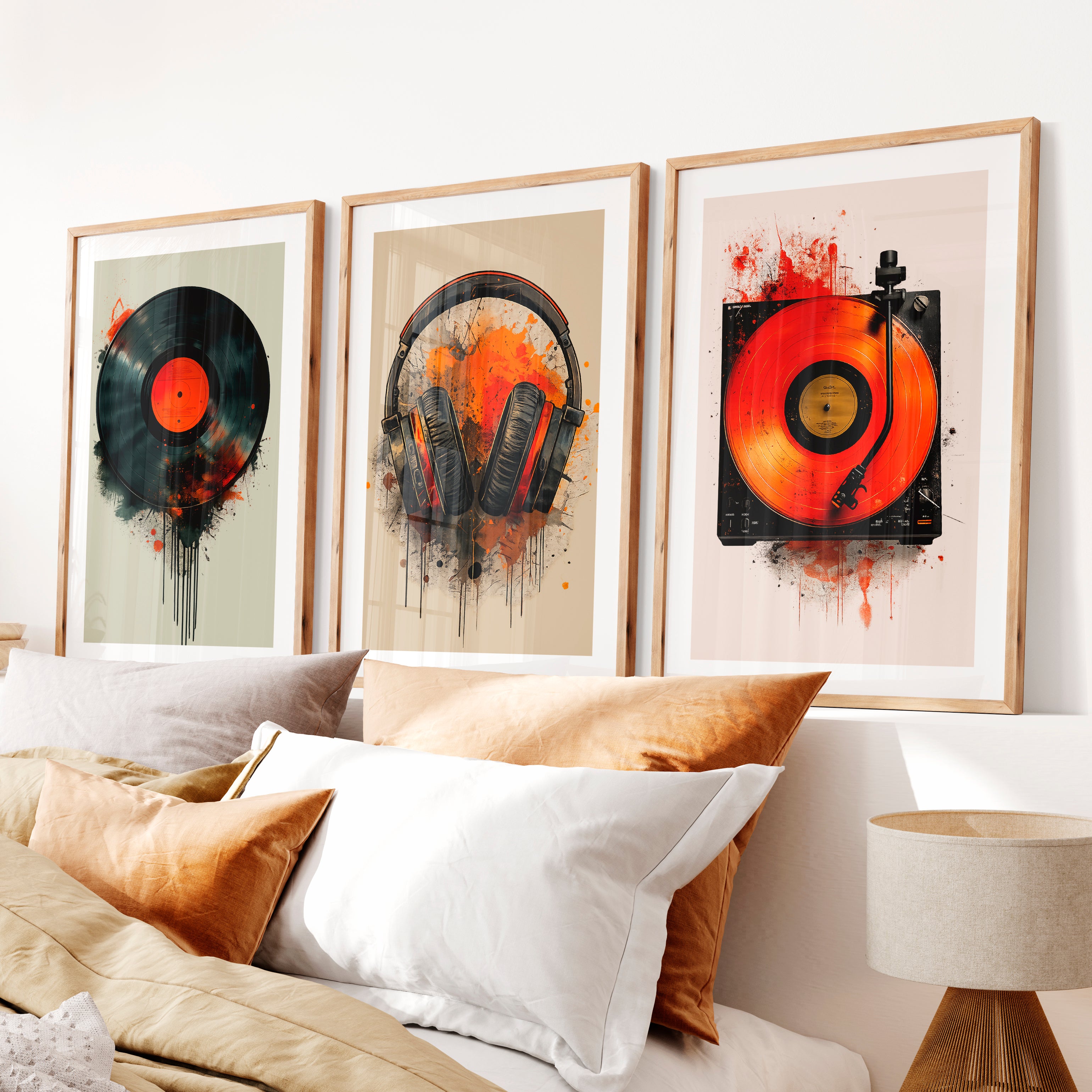 Cherry Cards retro interior style- Natural Wood Framed Poster with White Border - Artworksets