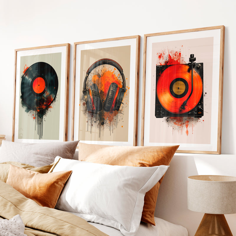 Cherry Cards retro interior style- Natural Wood Framed Poster with White Border - Artworksets