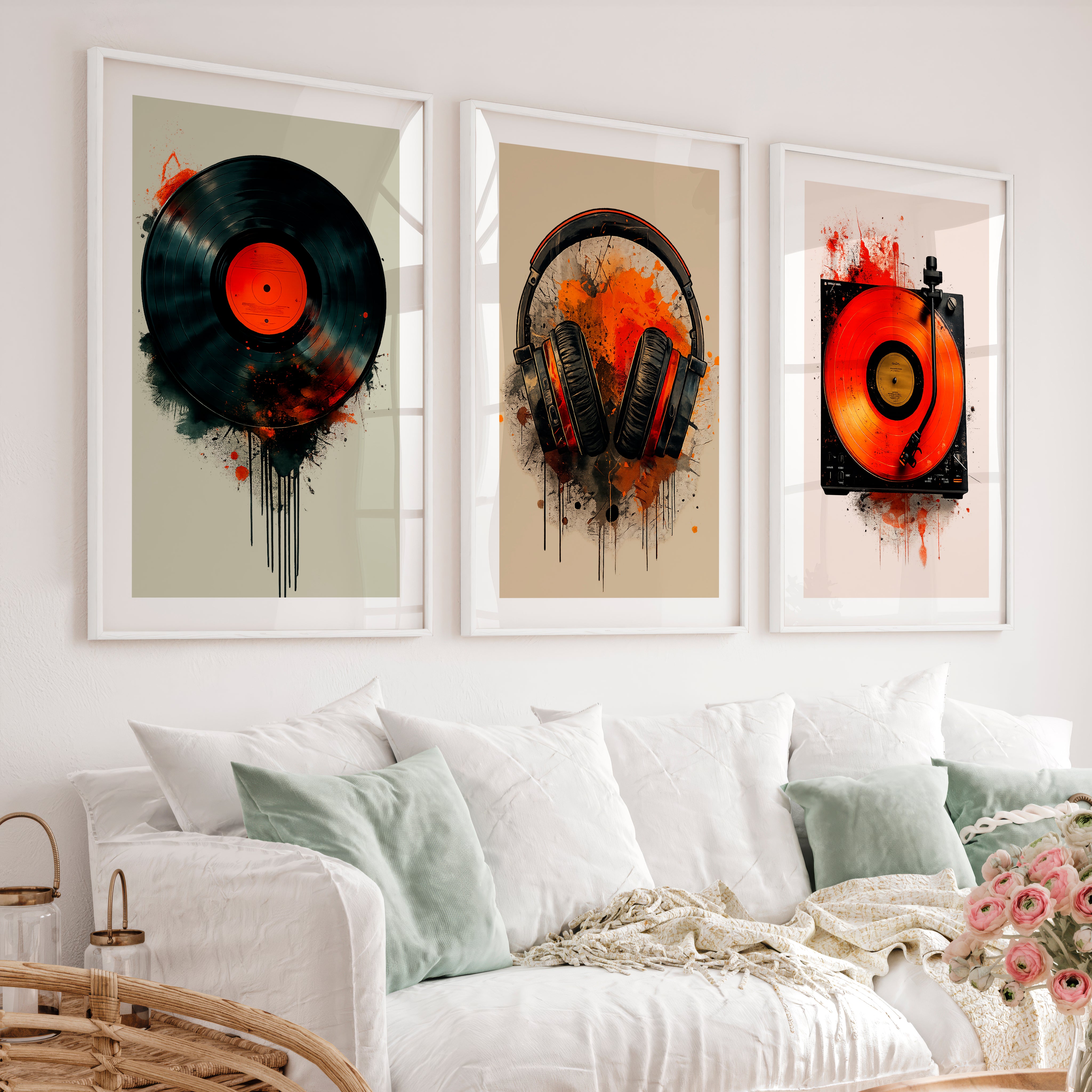 Cherry Cards retro interior style - White Framed Poster with White Border - Artworksets