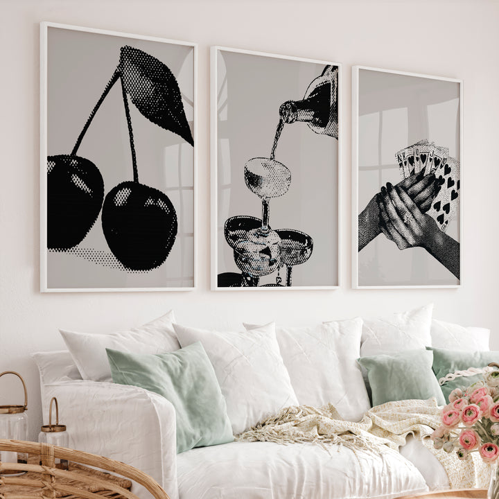 Cherry Cocktail Retro Modern Wall Art - White Framed Poster No Border - Artworksets