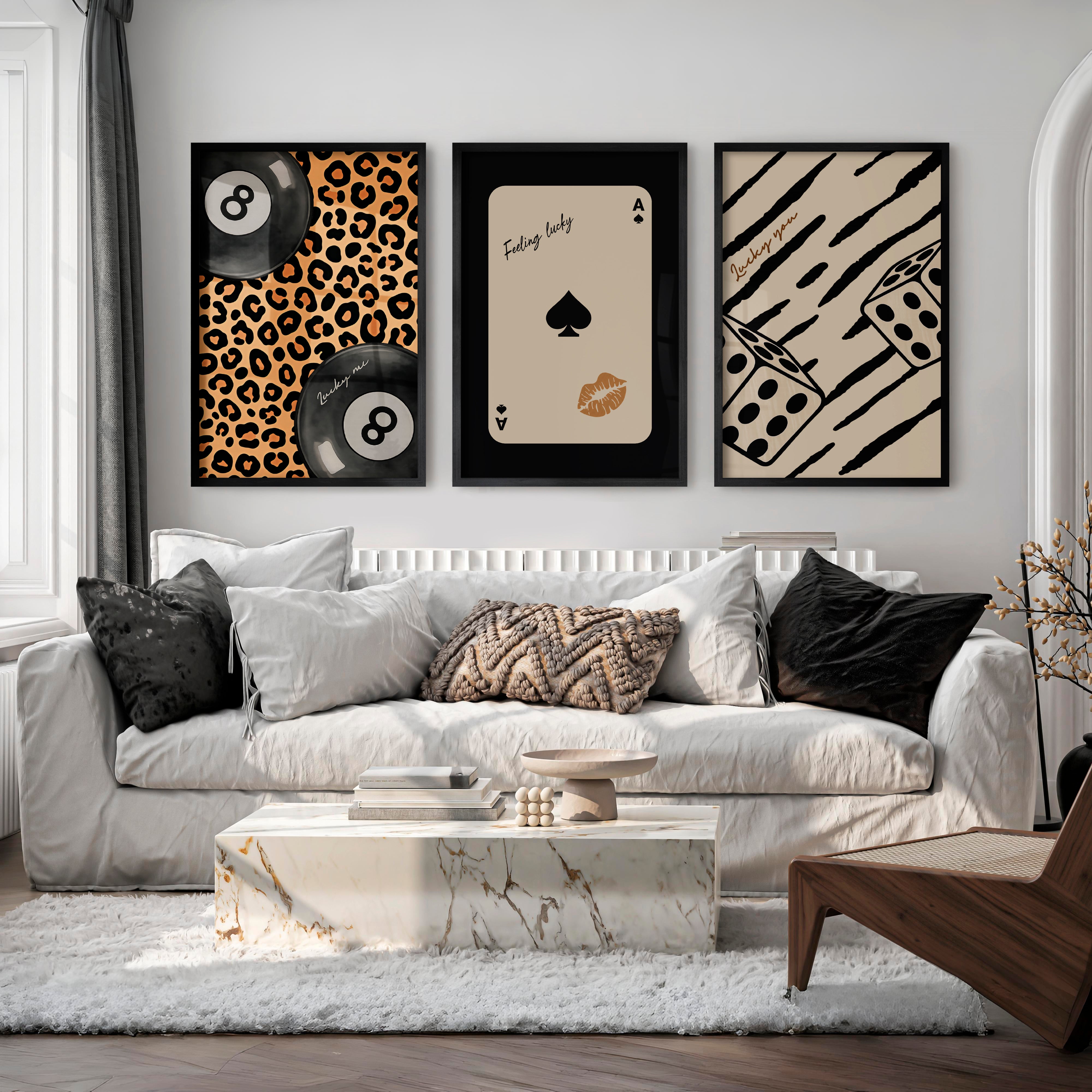 Lucky Eight Ball retro pictures for wall - Black Framed Poster No Border - Artworksets