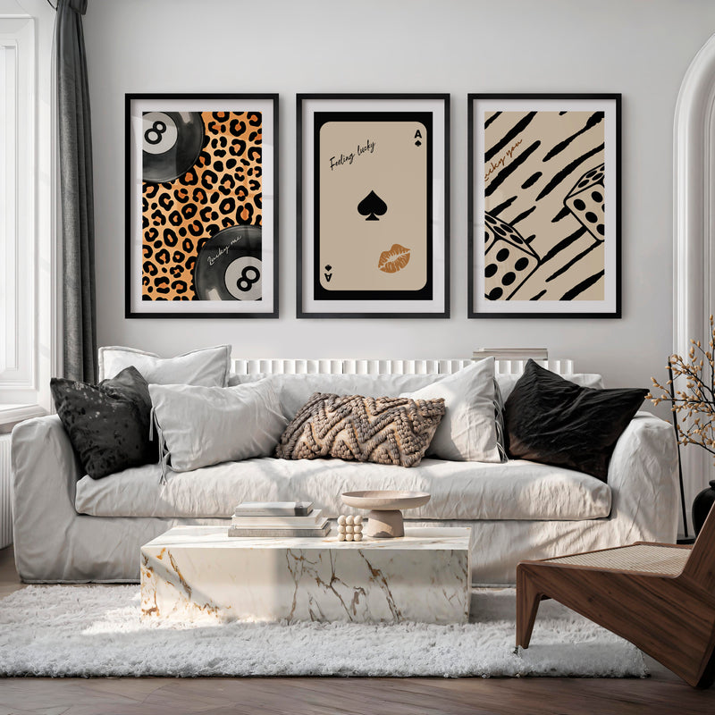 Lucky Eight Ball retro pictures for wall - Black Framed Poster with White Border - Artworksets