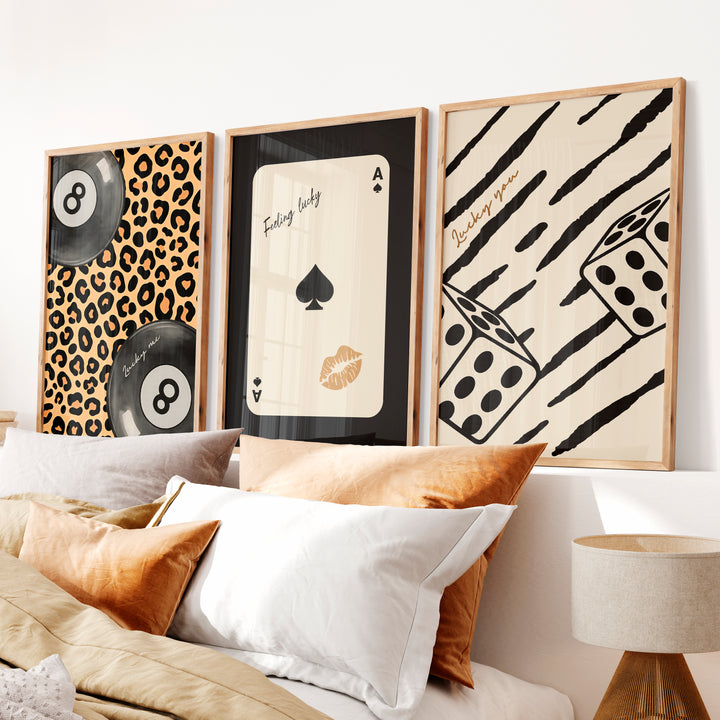 Lucky Eight Ball retro pictures for wall - Natural Wood Framed Poster No Border - Artworksets