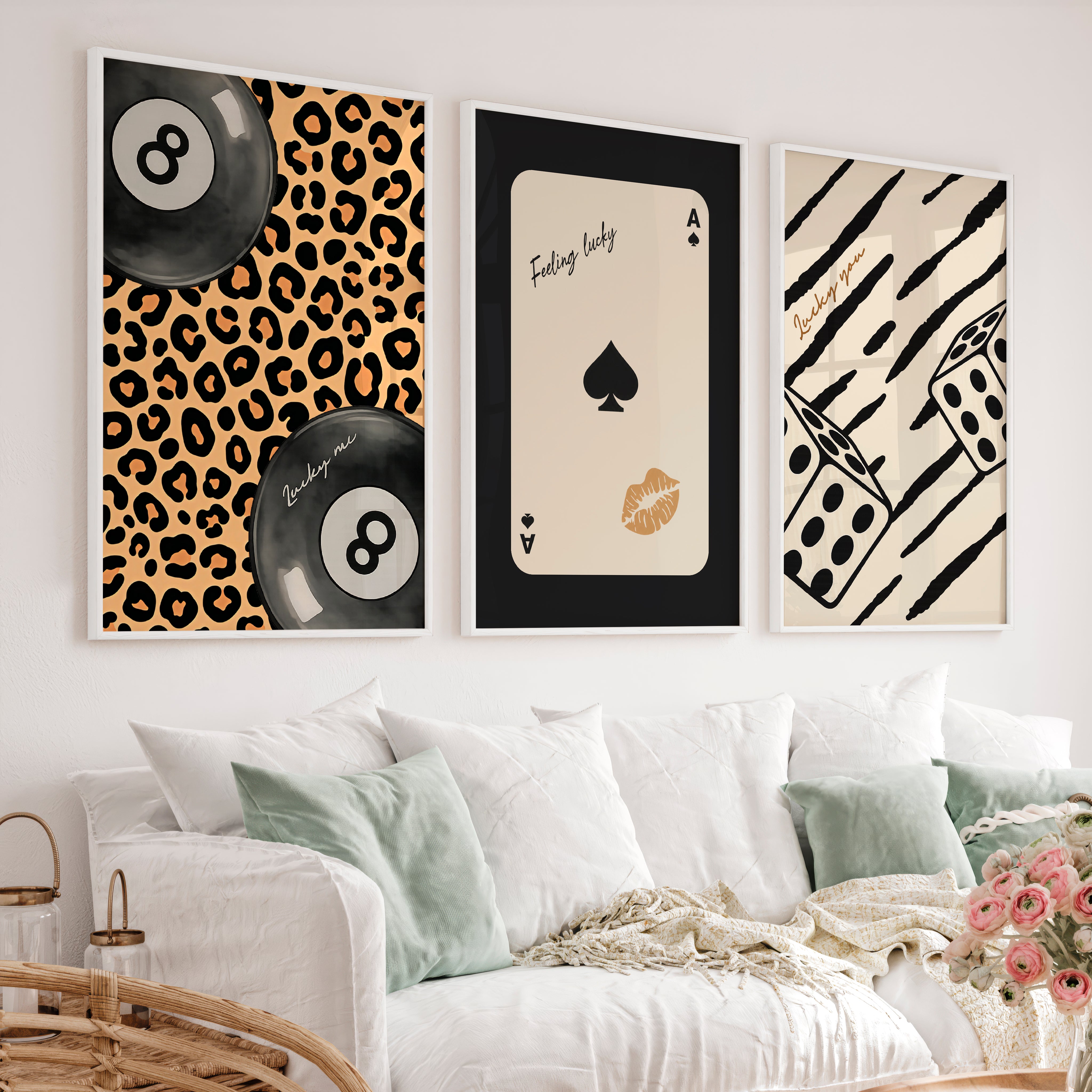 Lucky Eight Ball retro pictures for wall - White Framed Poster No Border - Artworksets