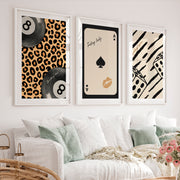 Lucky Eight Ball retro pictures for wall - White Framed Poster with White Border - Artworksets