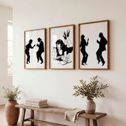 Retro Poster Prints with Pulp Dance Silhouettes - Dark Brown Framed Poster No Border - Artworksets