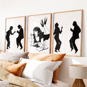 Retro Poster Prints with Pulp Dance Silhouettes - Natural Wood Framed Poster No Border - Artworksets