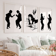 Retro Poster Prints with Pulp Dance Silhouettes - White Framed Poster No Border - Artworksets