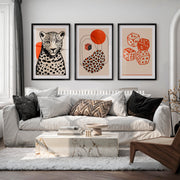 Leopard and Dice Retro Poster Prints - Black Framed Poster with White Border - Artworksets