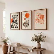Leopard and Dice Retro Poster Prints - Dark Brown Framed Poster No Border - Artworksets