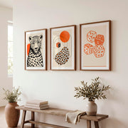 Leopard and Dice Retro Poster Prints - Dark Brown Framed Poster with White Border - Artworksets