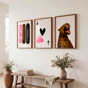 Leopard Skateboard retro poster prints - Dark Brown Framed Poster No Border - Artworksets