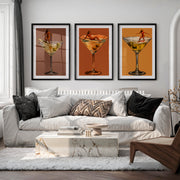 Martini Surfer retro poster prints - Black Framed Poster with White Border - Artworksets