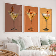 Martini Surfer retro poster prints - White Framed Poster No Border - Artworksets