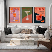 Retro Posters Featuring Vintage Cocktail Illustrations - Black Framed Poster No Border - Artworksets