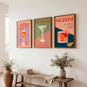Retro Posters Featuring Vintage Cocktail Illustrations - Dark Brown Framed Poster No Border - Artworksets