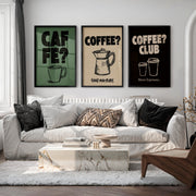 Retro Posters Featuring Coffee Cups and Moka Pot Illustrations - Black Framed Poster No Border - Artworksets