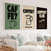 Retro Posters Featuring Coffee Cups and Moka Pot Illustrations - White Framed Poster No Border - Artworksets