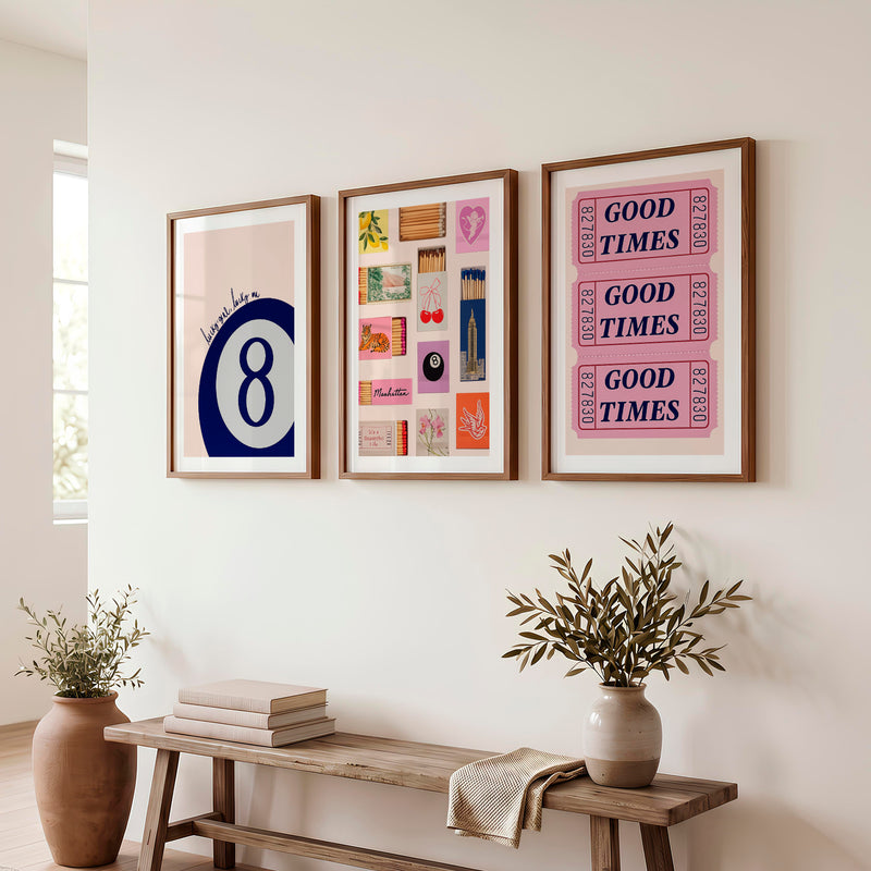 Good Times Ticket retro posters - Dark Brown Framed Poster with White Border - Artworksets